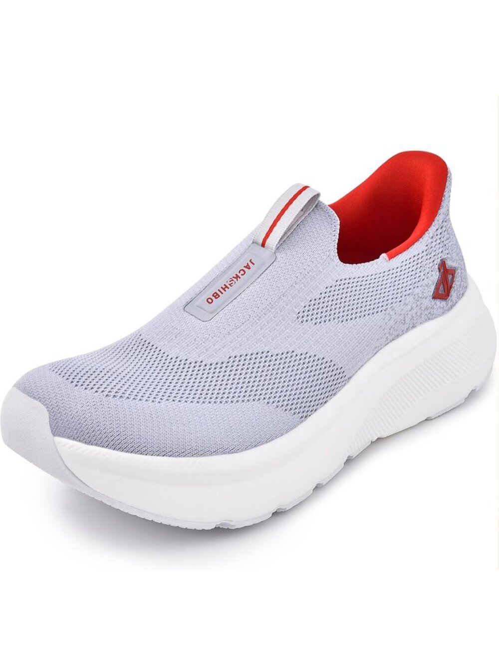 Men's Grey Wide Toe Breathable Lacing Free Orthopedic Walking Sneaker